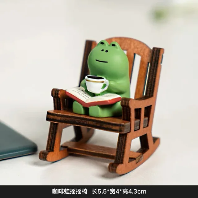 Zakka Japanese Groceries Hand-made DIY Micro Rocking Chair Frog Fat Miniature Home Desktop Crafts Home Office Decor Car Ornament