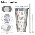 thumbnail image 4 of 16oz Tumblers White Christmas Bird and Pine Pattern Stainless Steel Vacuum Insulated Double Wall Travel Tumbler Cups Mug with Lid and Straw,Cleaning Brush for Coffee,Tea, 4 of 4