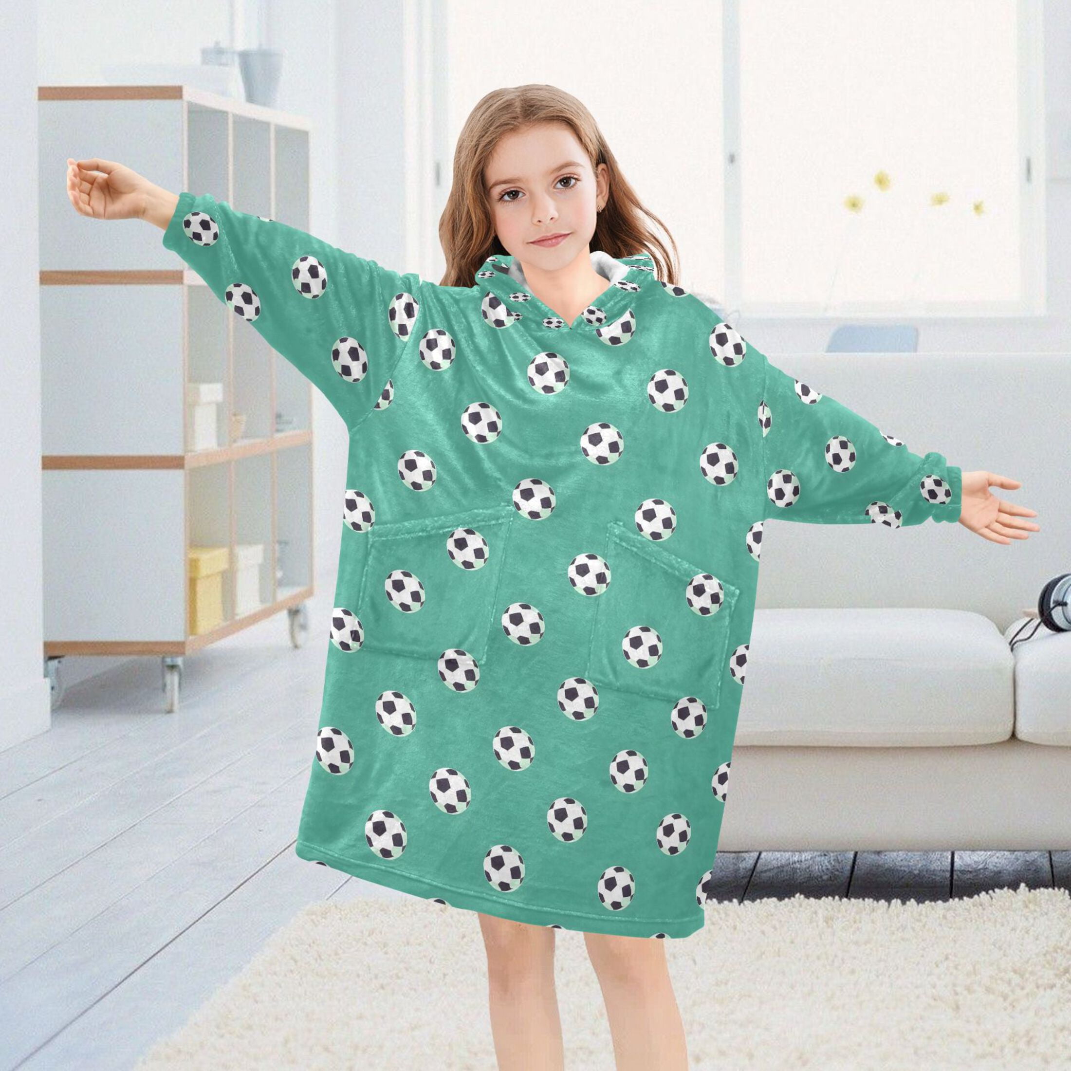 joogoo Blanket Hoodie for Soccer Balls-z2 Oversize Sweatshirt 3-14 YR L
