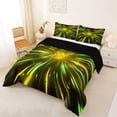 thumbnail image 2 of Manfei Starburst Light Full Size Comforter Sets, Geometric Bedding Comforter Set, Yellow and Green, Black Reversible 3 Pieces, 1 Comforter and 2 Pillowcases, 2 of 6