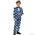 thumbnail image 4 of Whosucclay Star Pattern Blue, Breathable Polyester Fabric Boys Suit Single Button Design Elastic Waist Kids Formal Outfit for Wedding Ceremony Graduation, 4 of 10
