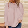 thumbnail image 2 of Top de mujer Diseño de tejido de gasa de color puro con correa trasera Blusa de camisa con mangas abullonadas para vacaciones de otoño Rosa M, 2 of 6