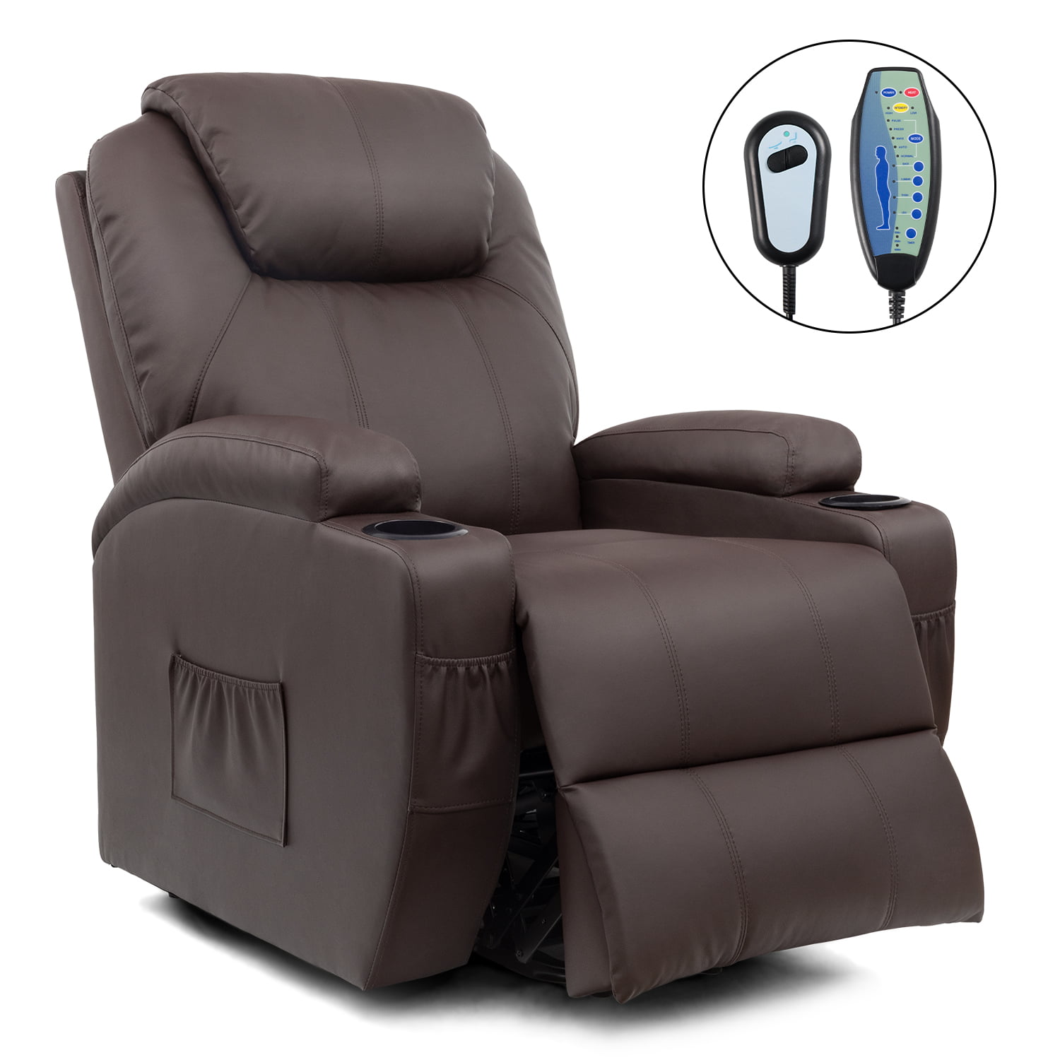 walnew power lift recliner with massage and heat black faux leather