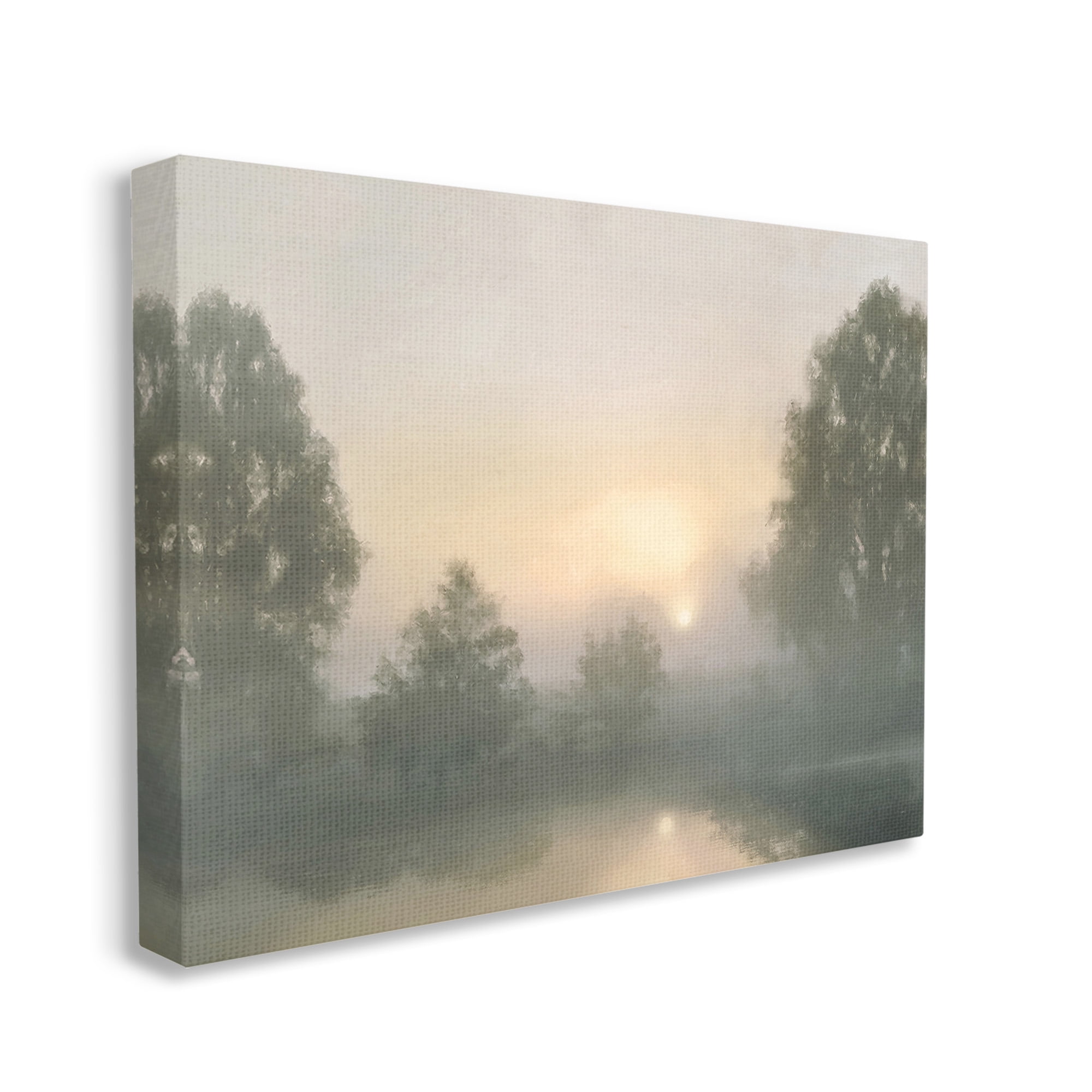 Stupell Industries Misty Pond Reflection Landscape Photography Gallery Wrapped Canvas Art Print Wall Art, 40 x 30