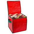 thumbnail image 1 of Felwors Christmas Storage Box With Zipper Closure 64 Compartments Christmas Decoration Storage Box Red Storage Bag (Christmas Not Included), 1 of 8
