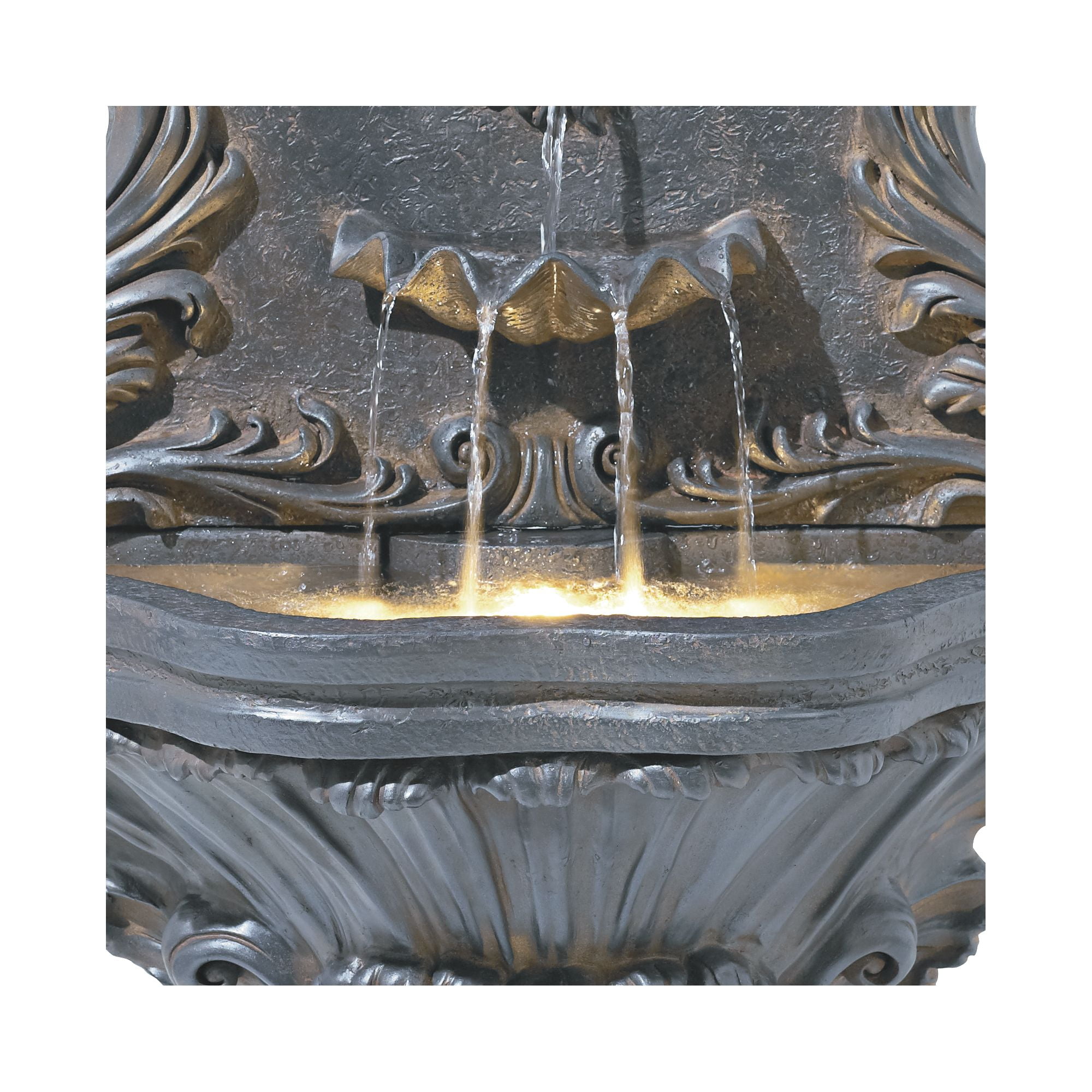 Royal Lion Acanthus 50" High Large Italian Indoor Outdoor Decor Faux Stone Floor Fountain with Light LED