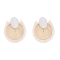 thumbnail image 5 of Mightlink 1 Pair Women Earrings Fan-shaped Exaggerated Contrast Color Oil Drip Anti-allergy Bohemian Lightweight Stainless Ear Decoration Jewelry Vacation Earrings, 5 of 7