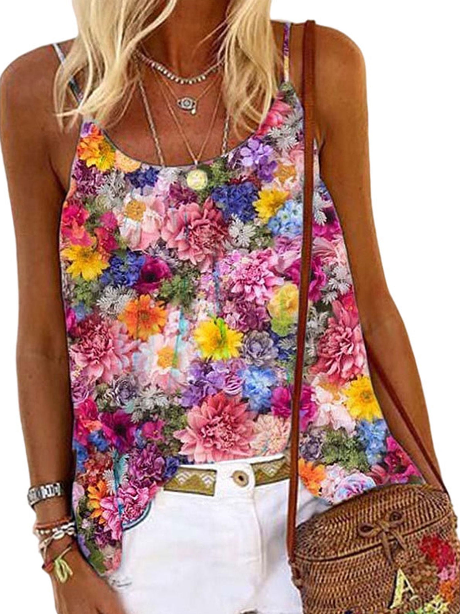 Womens Summer Tops,Sexy Short Sleeves Casual Fashion Sleeveless Rose Print Tunic Top Chain T-Shirt Blouse Shirt Cami Top Womens Summer Tops,Sexy Short Sleeves Casual Fashion Sleeveless Rose Print Tunic Top Chain T-Shirt Blouse Shirt Cami Top