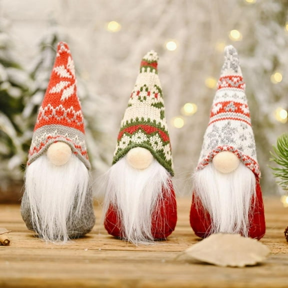 Hotiary Christmas Gnome Doll, 19*7*5cm, Multicolor, 3PC Handmade Santa Plush Decor