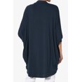 thumbnail image 2 of TheMoogan Women's PLUS Cocoon Draped Jersey Knit 3/4 Sleeve Oversized Open Front Cardigan, 2 of 7