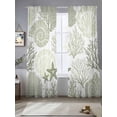 thumbnail image 2 of Coastal Sage Green Sheer Curtains 96 Inch Length 2 Panels Set, Ocean Coral Starfish Shell Modern Voile Window Treatment Semi Sheer Long Curtains Drapes for Bedroom/Living Room/Kitchen 52"x96"x2, 2 of 7