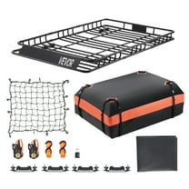 VEVOR Roof Rack Basket, 64 x 39 x 4.1 in, Universal Rooftop Cargo Carrier with 44.1 x 34.3 x 10.2 in Cargo Bag, Net, Ratchet Straps, 250 lbs Max Load Capacity Car Top Luggage Holder