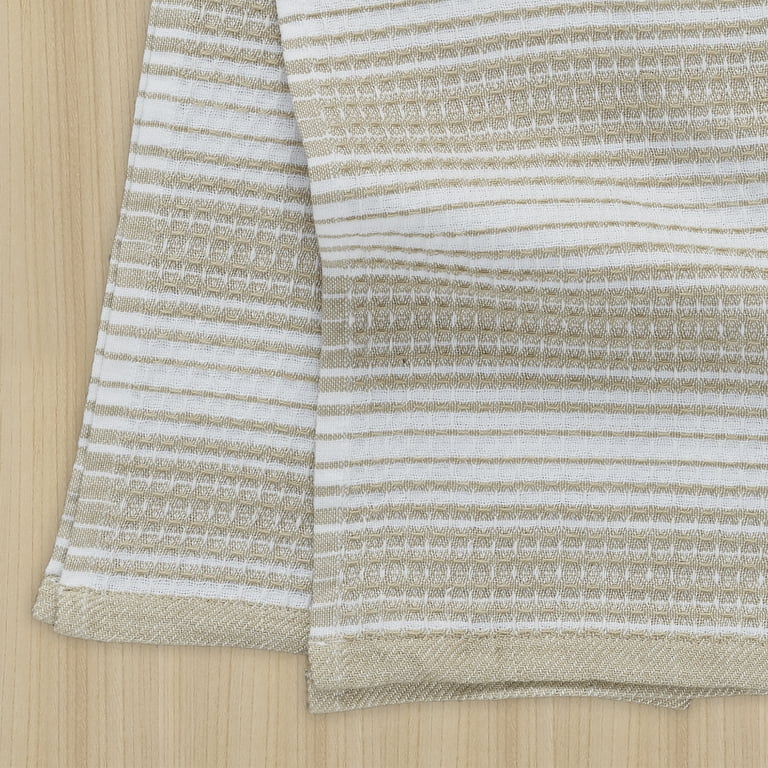 My Texas House Neutral Stripe 16 x 28 Cotton Kitchen Towels - Biege - 3 Pieces