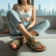 thumbnail image 6 of Cushionaire Cashew Slip On Genuine Suede Leather Womens Sandals - Braided Double-Strap Design with Adjustable Big Buckle | Sandals for Women, 6 of 27