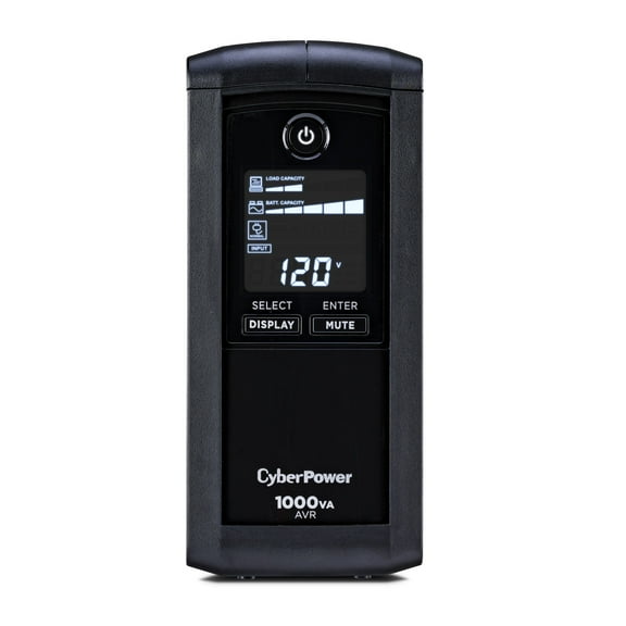 CyberPower CP1000AVRLCD Battery Backup UPS, 1000VA/600W, 120V, 8 Outlets, AVR, LCD Display, Black