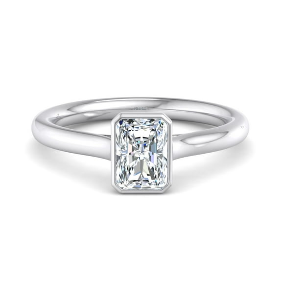 Oryn Jewel Lab Created Radiant Cut Diamond Engagement Ring for Women - 2.3 Ct Solitaire Bezel Setting in White Gold Over 14K Metal - Jewelry for Celebrating Lifelong Bonds and Marriage