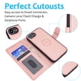 thumbnail image 2 of Detachable Wallet Case for iPhone 16E with Card Holder, PU Leather Wrist Hand Strap 2-in-1 Design Flip Cover Support Magnetic Car Mount Kickstand Protective Case for iPhone 16E, Rosegold, 2 of 7