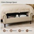 thumbnail image 5 of Dycanpo 50in Storage Bench with Arms, Linen Upholstered Ottoman Bench for Bedroom, Wheat Color, 5 of 7