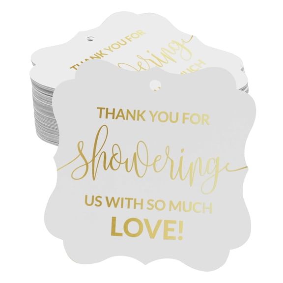 Inkdotpot Real Gold Foil Bracket Shape Paper Hang Tags Thank You Baby/ Bridal Shower Favor Tags Pack Of 100