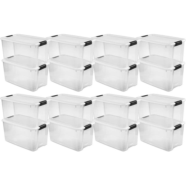 70 Quart Clear Plastic Stackable Storage Container Bin Box Tote with White Latching Lid