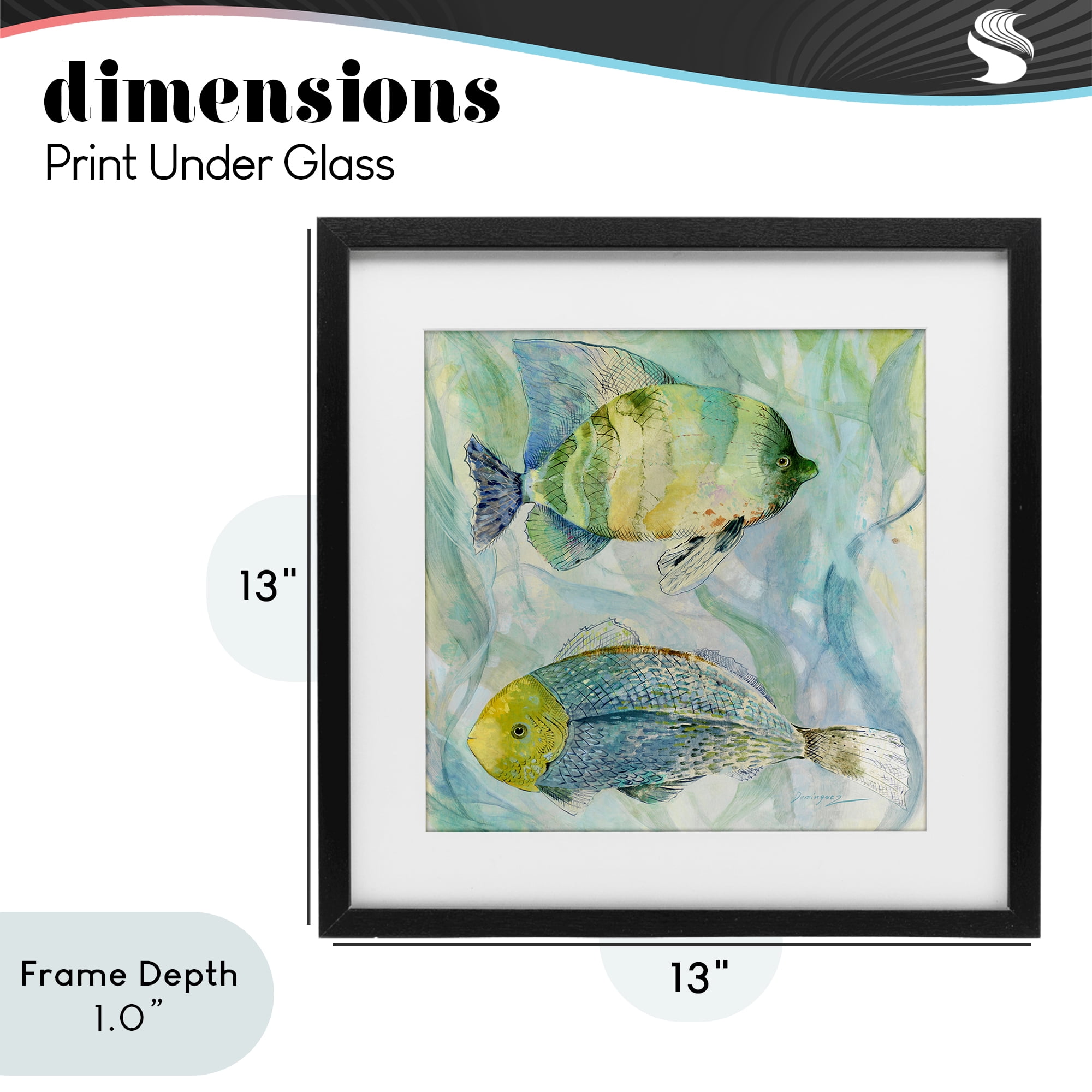 Stupell Industries Sweet Fish Duo Blue Green Black Framed Print Under Glass, design by Lorenzo Collective