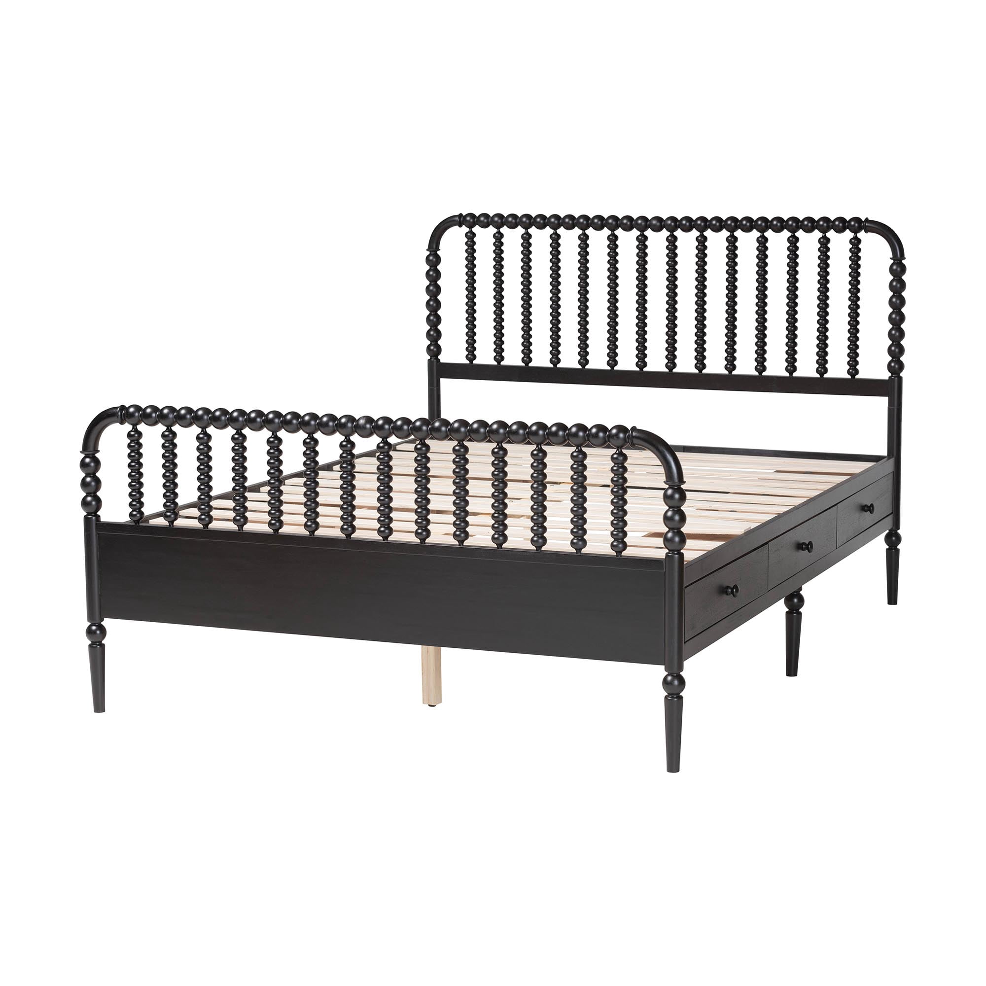 Baxton Studio Lucera Mid-Century Modern Platform Bed, Full, Black