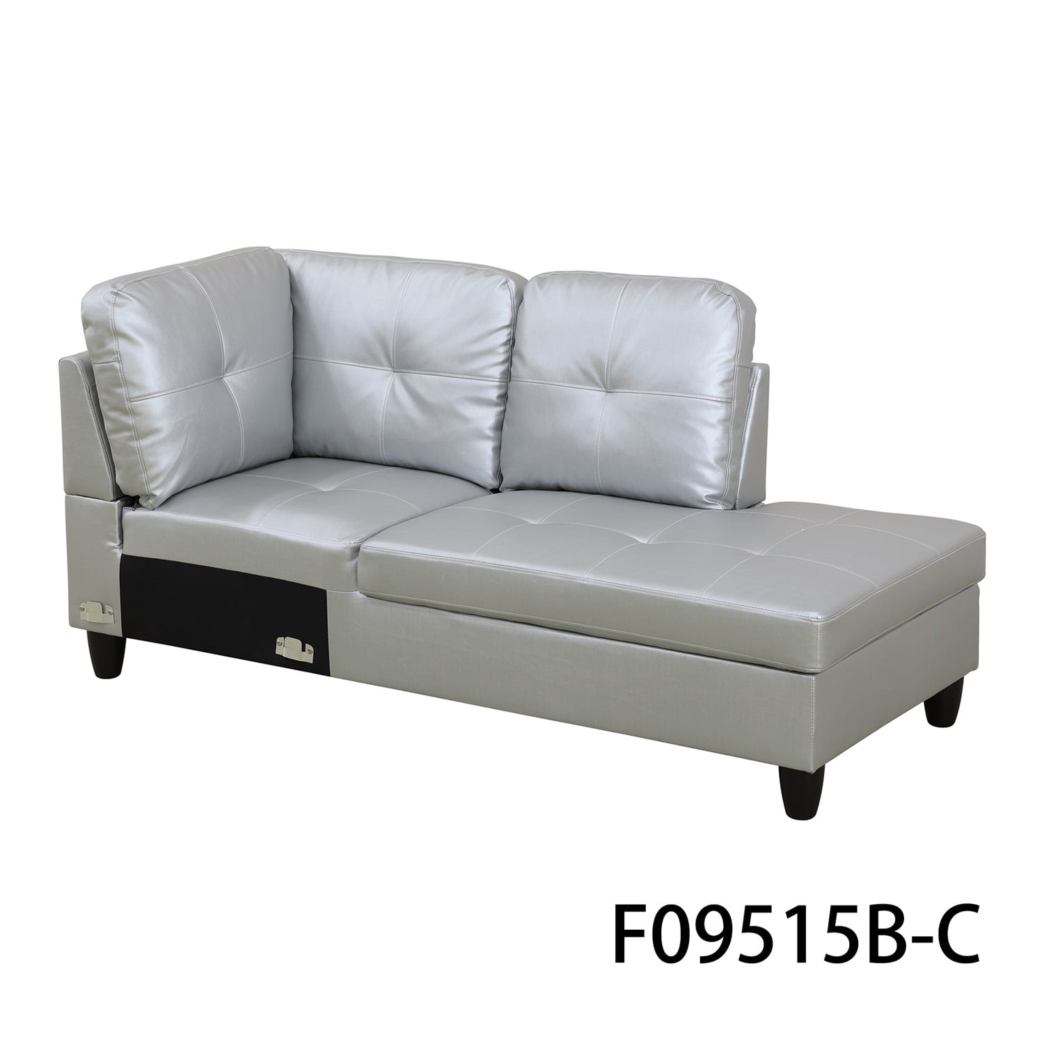Hommoo L Shaped Sectional Couches and Sofas, 4-Seat Semi Semi PU Synthetic Leather Sectional Sofa Sets, Modern Living Room Furniture Sets, 17.5'' Back Height, Silver White(No Ottoman)