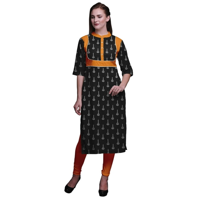 Bimba Robe Tunique Droite en Viscose Imprimée Style Santoon pour Femmes Vêtements Indiens