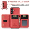 thumbnail image 3 of SaniMore Case for Samsung Galaxy A54 5G 6.4" 2023, Retro PU Leather Case Soft TPU Inner Detachable Magnetic Folding Card Pocket Flip Kickstand Anti-drop Shockproof Protectiive Cover, Red, 3 of 10