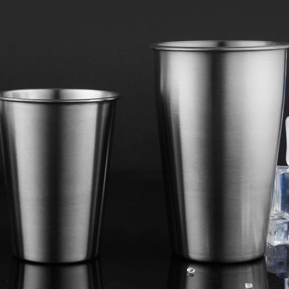 COMPUKAS Set of 4 Stainless Steel Vacuum Insulated Travel Mugs with Flat Bottom, Thermal Water Cups for Hot & Cold Drinks