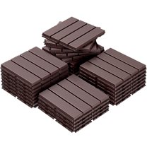 27 sq. ft Plastic Interlocking Deck Tiles，27PCS Waterproof Patio Balcony Flooring, 12"x12" Outdoor Interlocking Deck Tile for All Weather Porch Poolside Grass Dirty, Decking Tiles, Dark Brown