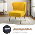 thumbnail image 3 of Velvet Accent Chair Set of 2 Upholstered Adult Side Chairs Metal Leg Foam Home Bedroom Yellow, 3 of 12