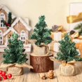thumbnail image 3 of Mini Christmas Tree Artificial Mini Xmas Pine Tree Miniature Pine Christmas Tree with Linen Base for Christmas Decorations Indoor Home Kitchen Dining Table, 3 of 5
