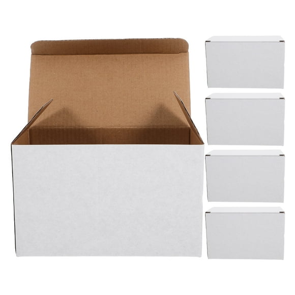 BEADCEST 5Pcs White Recyclable Corrugated Cardboard Boxes for Moving Mailing and Storage
