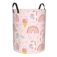 thumbnail image 2 of PAYOHTO Foldable Laundry Room Hamper Bucket Waterproof Bathroom Basket for College Student Living Room Storage Pillows Blankets Cute Unicorns Pink Rainbow, 2 of 8
