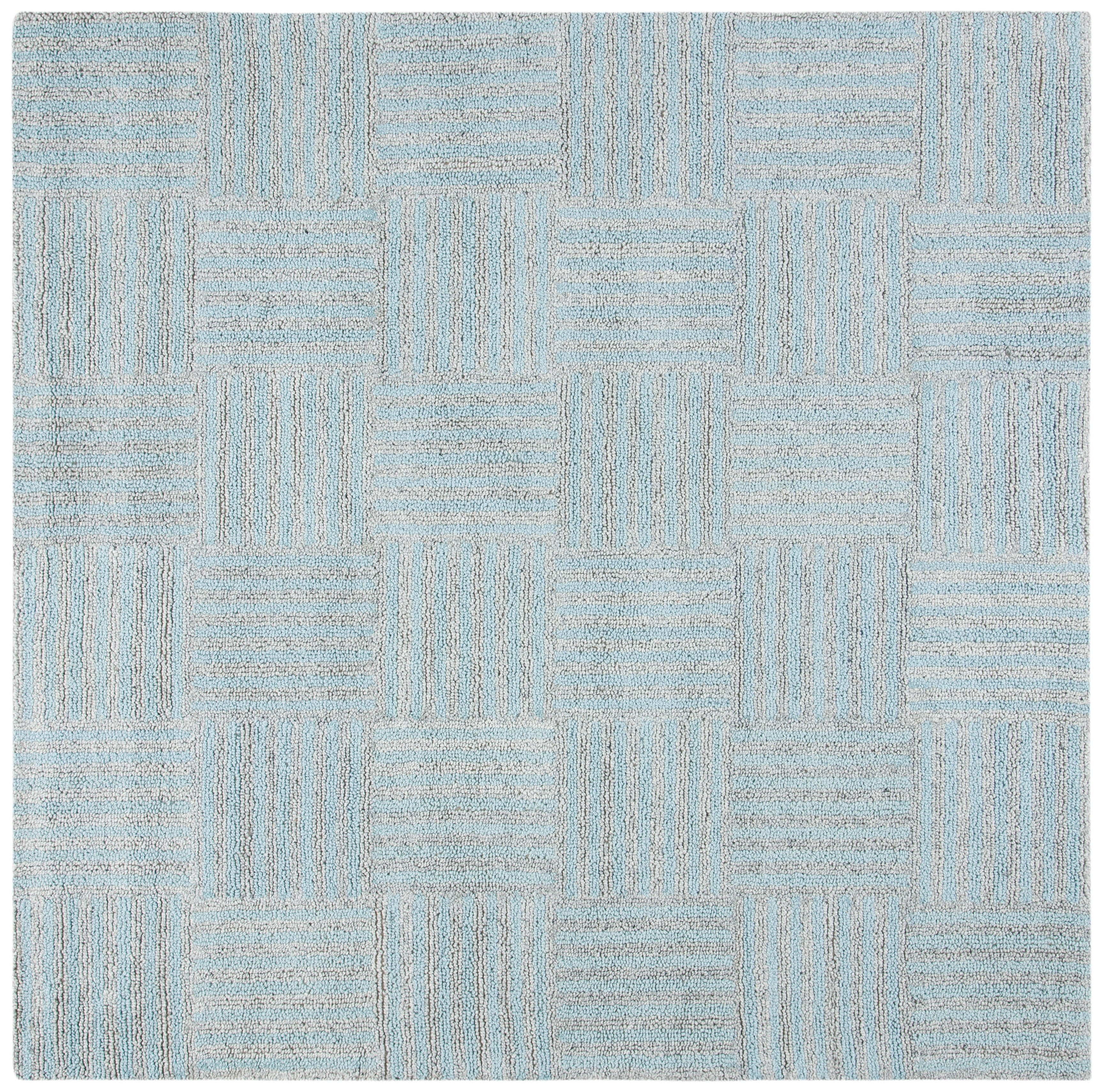 SAFAVIEH Abstract Benedict Geometric Area Rug, Blue/Gray, 6' x 6' Square