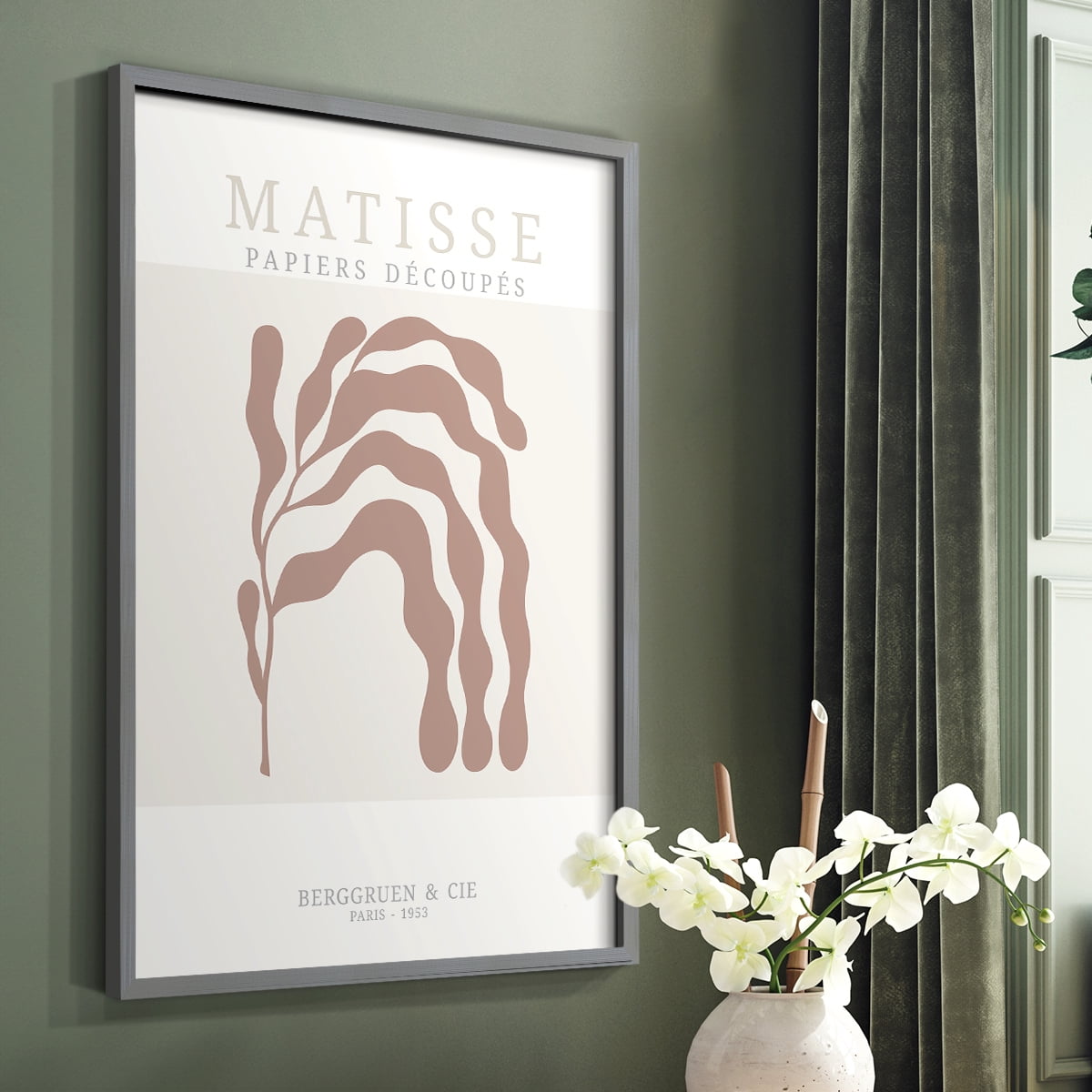 Matisse CDXXXII in Gray Solid Wood Framed Print No Nail Hanging