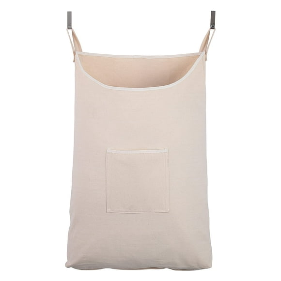 GORISEN Colector de Ropa sucia, Cesto para la Ropa sucia, Bolsa para Colgar en la Puerta con Ganchos (Beige, 65 litros)