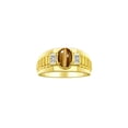 thumbnail image 1 of RYLOS Men's Rings 14K Yellow Gold Ring Classic Designer Style 8X6MM Oval Gemstone & Diamond Ring Tiger Eye Birthstone Rings For Men Size 12, 1 of 7