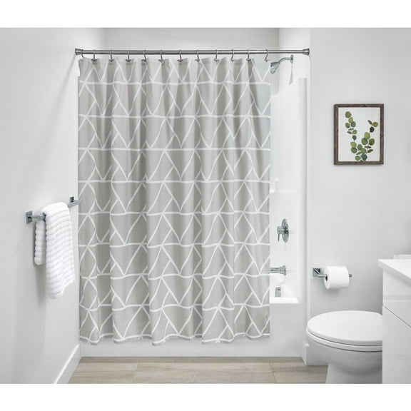iDesign Connected Triangle Fabric Bathroom Shower Curtain, 70" x 72" - Gray