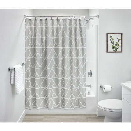iDESIGN 70"x72"Connected Triangle Fabric Bathroom Shower Curtain Gray: Polyester, Woven, Buttonhole Top