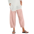 thumbnail image 1 of Pantalones deportivos Gibobby Mujer Cintura recortada Color suelto Harem Lino elástico con bolsillo Rosa L, 1 of 5