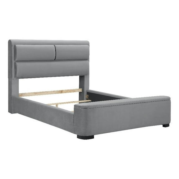 Furniture of America Fremont Contemporary Fabric Full Bed with Storage in Gray
