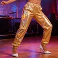 thumbnail image 7 of Mifsaly Shiny Metallic Holographic Joggers Women Cuffed Ankles High Waist Jogger Party Dance Night Out Clubwear with Pockets L, 7 of 7