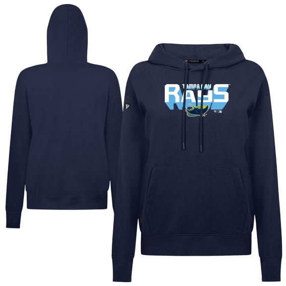 Women's Levelwear Navy Tampa Bay Rays Adorn Retro 3D Pullover Hoodie