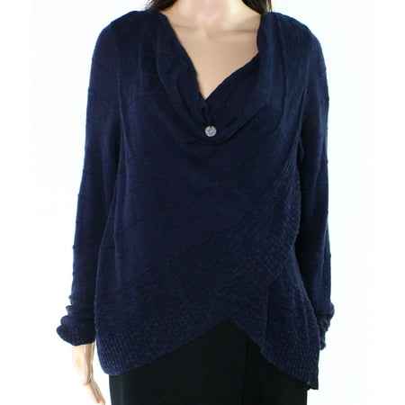 Womens Crossover - INC NEW Twilight Blue Womens Size Large L Draped Crossover Knit Top