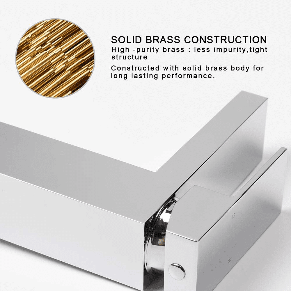 Modern Bathroom Faucet, Single Hole Chrome Bathroom Faucet, Solid Brass Chrome Polished Bathroom Sink Faucet, Single Handle Square Bathroom Faucet with Pop-up Drain