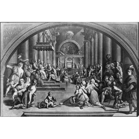 Constantine Presents Rome to Pope Sylvester I 314 Ad Raphael 1483-1520 Italian Poster Print - 18 x 24 in.