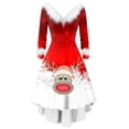 thumbnail image 5 of Nuevo vestido navideño con estampado de Papá Noel y alce para mujer, vestido de fiesta asimétrico de manga larga con cuello peludo para invierno, 5 of 5