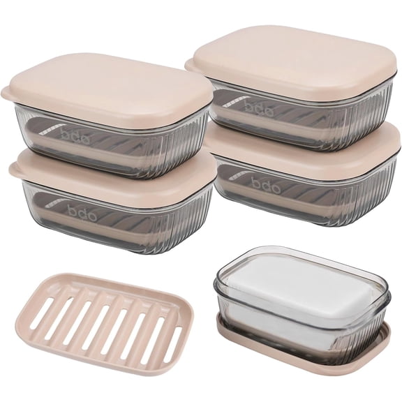 CEYAZYE 4 Pcs Soap Holder with Lid, Portable Travel Soap Dish Holder for Shower, Leak Proof Bar Soap Dish for Toiletries, Plastic Soap Saver Container for Bathroom Traveling